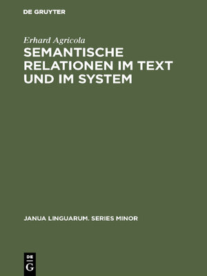 cover image of Semantische Relationen im Text und im System